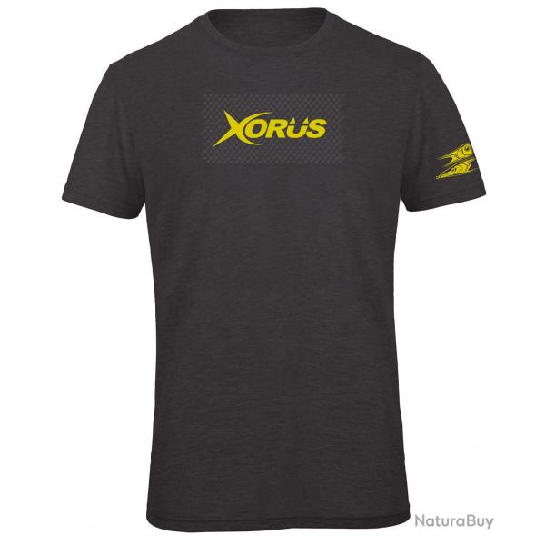 TEE SHIRT XORUS GRIS ANTHRACITE CHINE ET JAUNE