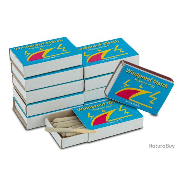 Lot de 10 bo�tes de 20 allumettes temp�te