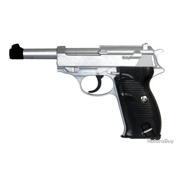 R�plique pistolet � ressort Galaxy G21 P38 full metal 0,5J SILVER