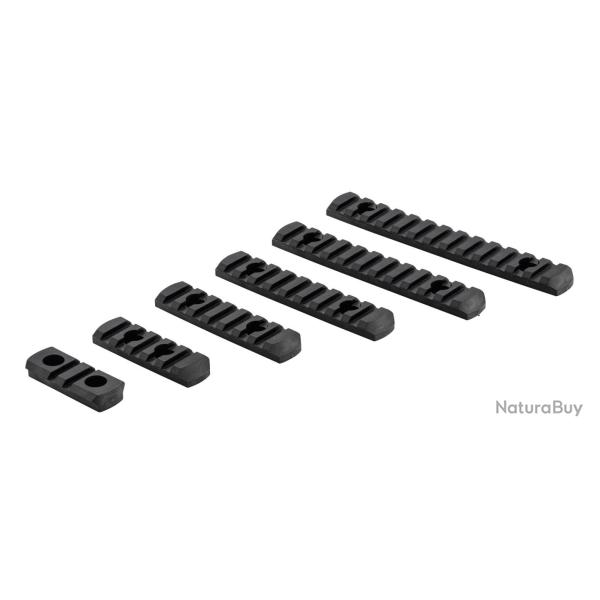 Set de 6 rails picatinny en polym�re compatible M-LOK - NOIR SET 6 RAILS POLYMERE PICATINNY COMPATIB