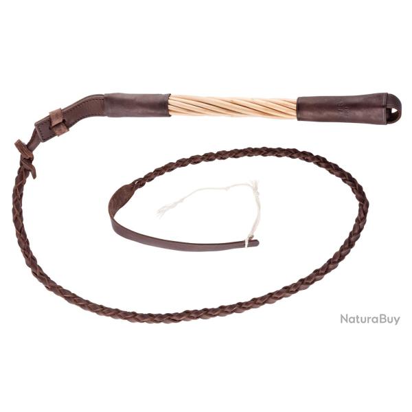 Fouet de chasse � manche torsad� en saule, flotte cuir - Country Manche en saule