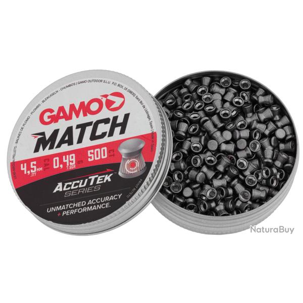 Plombs Gamo Match Accutek 500 - 4.5mm (x250). cal. 4.5 mm