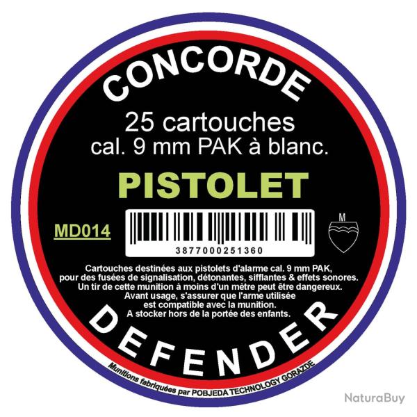 Bo�te de 25 cartouches cal. 9 mm PAK � blanc bte de 25