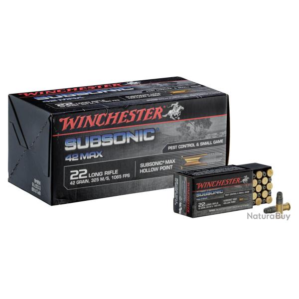 Munitions Subsonic cal. 22 LR 42 grains 42gr Hollow point (creuse) bte de 500