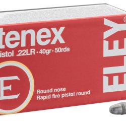 Cartouches Eley Tenex Pistol cal. 22 LR 40gr Plomb t&ecirc;te ronde bte de 500