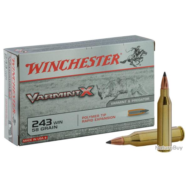Winchester Calibre 243WIN 80gr Pointed soft point bte de 20