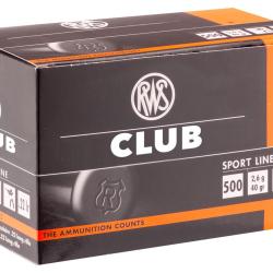 Cartouches 22lr RWS Club 40gr Plomb t&ecirc;te ronde bte de 500