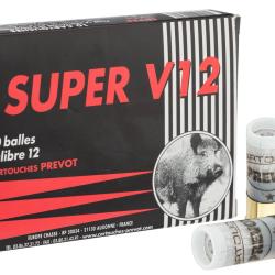 Cartouche Prevot Subsonique V12 demi-blind&eacute;e expansive - Cal. 12/67 bte de 10
