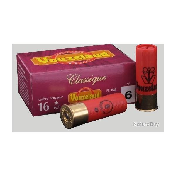 Cartouches Vouzelaud Classique grand culot Cal. 16 67 bte de 10