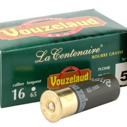 Cartouches Vouzelaud La Centenaire tube plastique Cal. 16 65 bte de 10