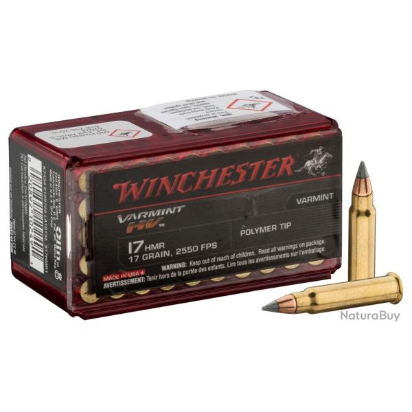 Munitions Varmint HV cal. 17 HMR 17gr Pointe plastique bte de 50