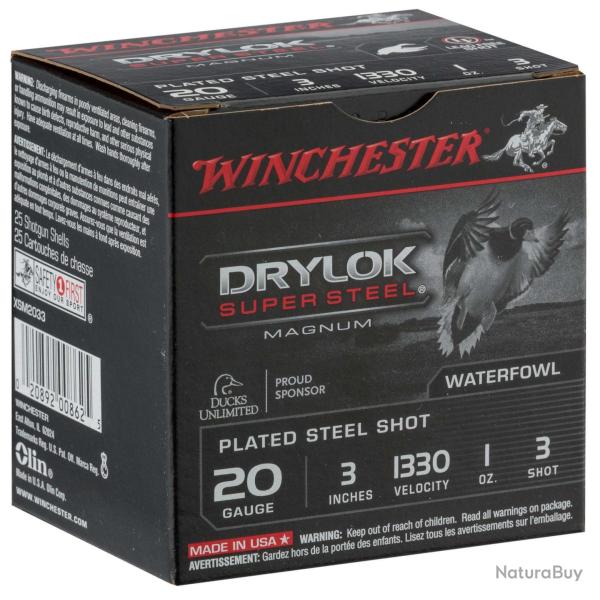 Winchester Drylock Acier nickel� - Cal. 20/76 N�3 bte de 25