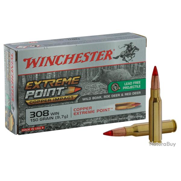 Munition Winchester Cal. . 308Win - chasse et tir bte de 20 Extreme Point Lead Free