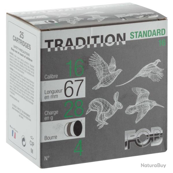 Cartouches Fob standard 28 chasse bourre grasse Cal. 16 67 bte de 25
