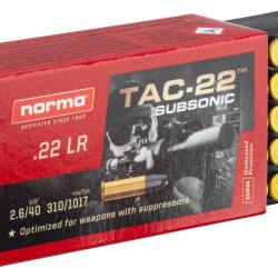 Cartouches 22lr Norma Subsonique bte de 500