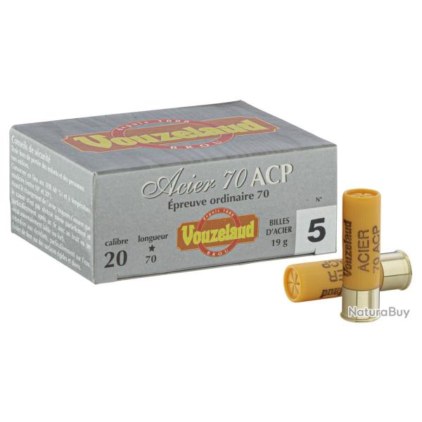 Cartouches Vouzelaud Acier 70 ACP Hautes Performances - Cal. 20/70 N�5 bte de 10
