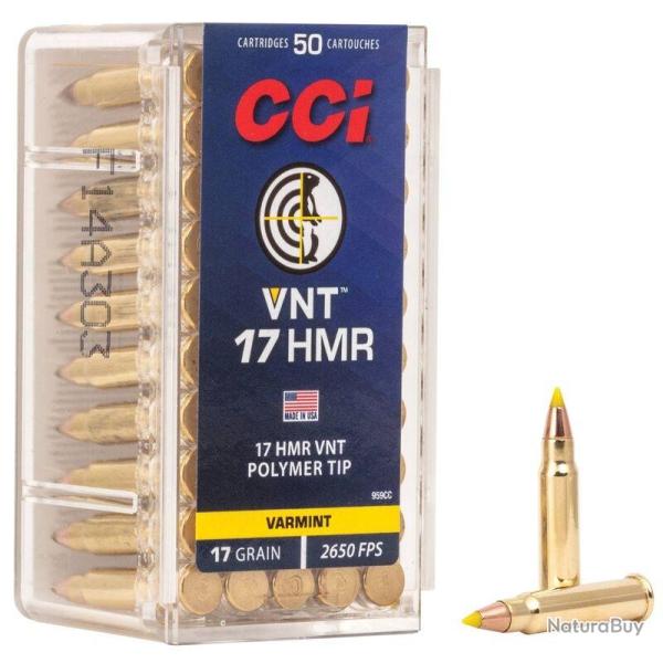 Cartouches CCI .17 HMR VNT Green 17 grains .17 HMR bte de 50