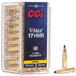Cartouches CCI .17 HMR V-Max 17 grains .17 HMR bte de 50