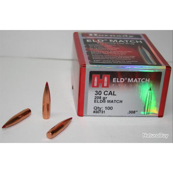OGIVE HORNADY ELD MATCH 30731 CAL 30 208GR X100