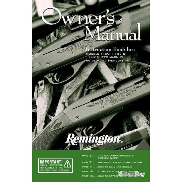 notice fusil REMINGTON 1100 et REMINGTON 11-87 (envoi par mail) - VENDU PAR JEPERCUTE (m2463)