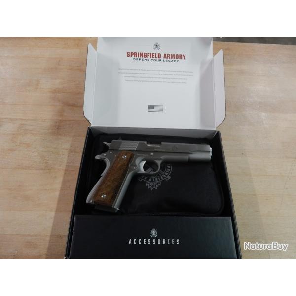 PISTOLET SPRINGFIELD ARMORY 1911 MIL SPEC INOX CAL 45 ACP OCCASION TRES BON ETAT