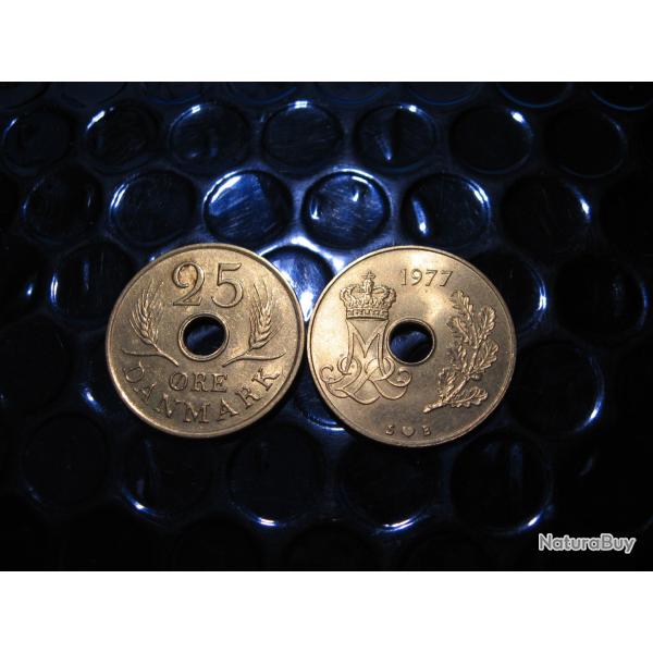 Danemark piece de 25 ore  1972 ttb + et 1977