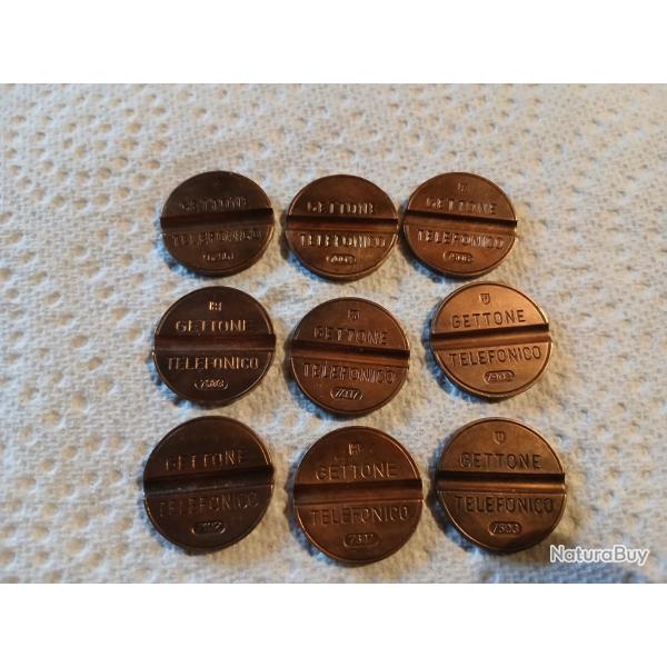9 jetons Gettone t�l�fonico 1962 � 1979