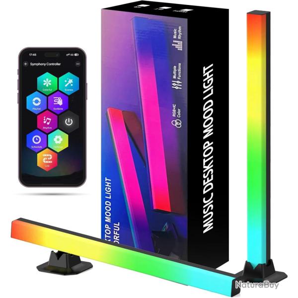 Lampe LED TV, Gaming Smart LED Barres RGB avec Modes Sc�ne, Modes Musique synchronisation musicale,