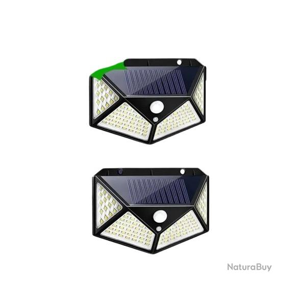 2XLampes Applique Murale Solaire Ext�rieure 100 LED �tanche D�tecteur de Mouvement Jardin Terrasse