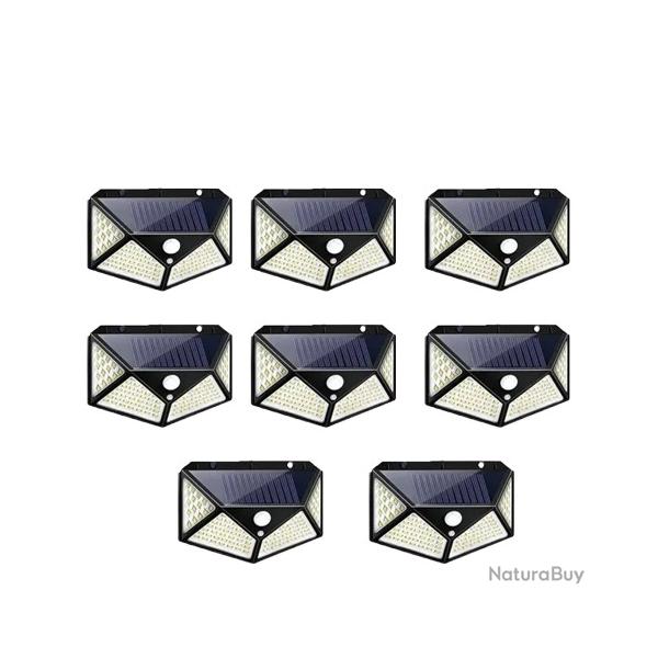8X Lampes Applique Murale Solaire Extrieure 100 LED tanche Dtecteur de Mouvement Jardin Terrasse