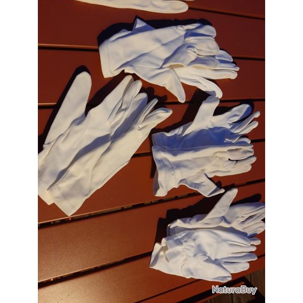 5  paires de gants blancs officiers tailles diverses