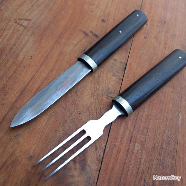 Joli Set de Voyage Couteau Fourchette Manche en PALISSANDRE