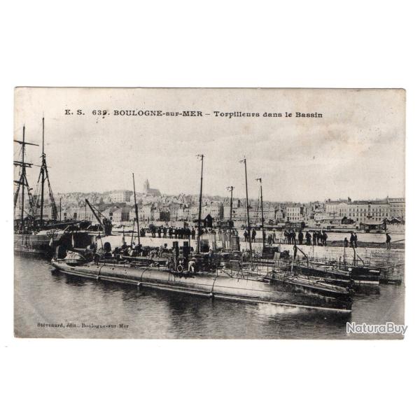 CPA - Marine Militaire  "BOULOGNE -sur-MER " -Torpilleurs dans le Bassin N�3450