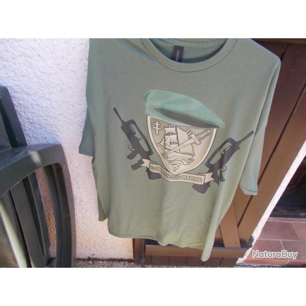 lot tee shirt commando marine+b�ret vert commando kieffer matricul�,�tat neuf