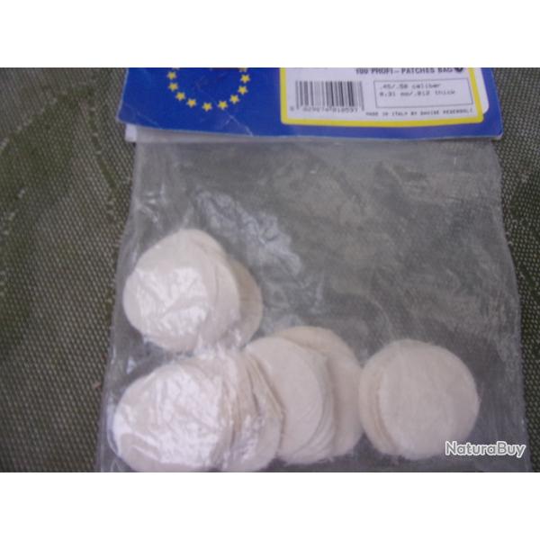100 patchs Pedersoli calibre 45  50 paisseur 0;31 mm
