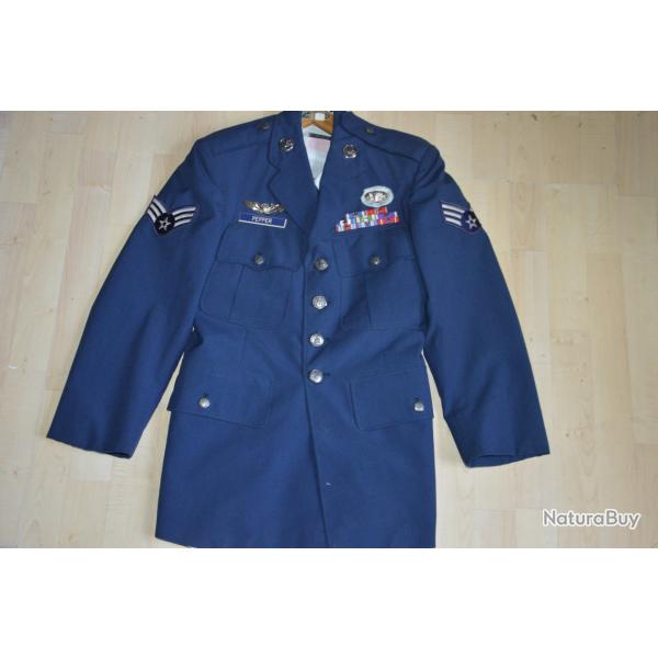 VAREUSE CHEMISE & PANTALON OFFICIER AMERICAIN-USAAF DRESS BLUE JACKET & TROUSER-AVIATION VIETNAM