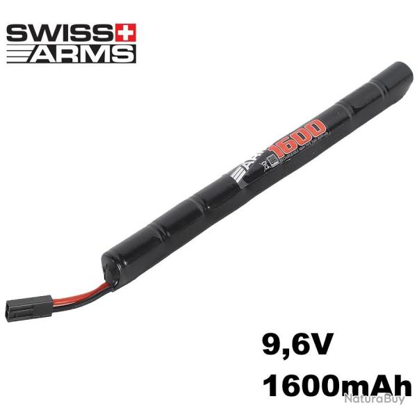 Batterie airsoft NiMH 9.6V 1600mAh Swiss Arms Mini Tamiya