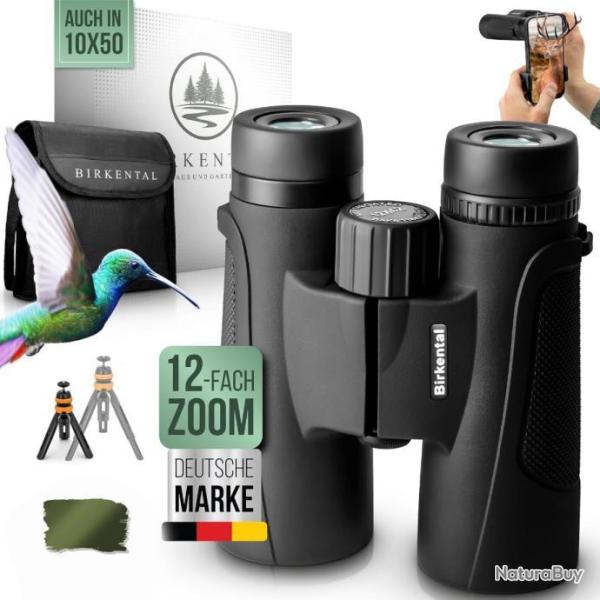 Jumelles 12x42 Adultes Objectif Zoom HD tanches Chasse Astronomie Livraison Rapide et Gratuite Noir