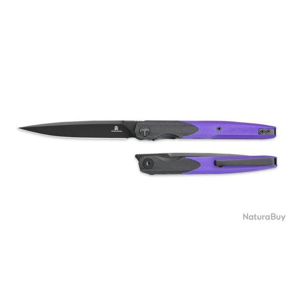 Couteau BESTECHMAN Lanza Black&Purple Lame Acier 14C28N Manche G10 Liner Lock Clip BTKMK14E