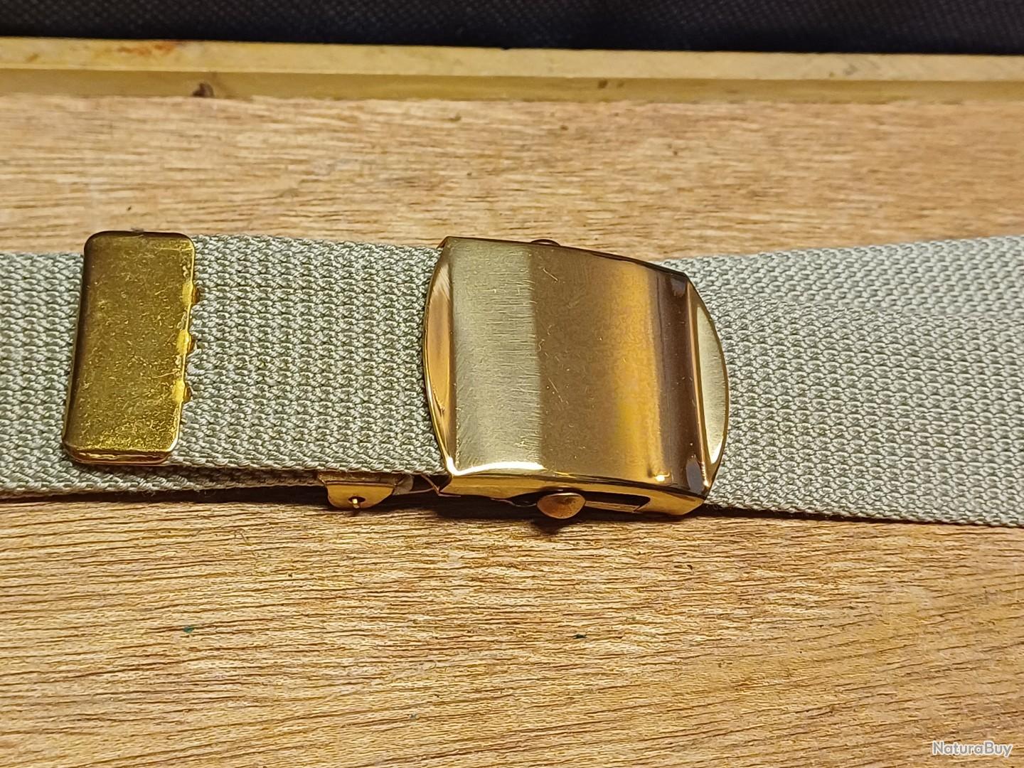 Ceinture Militaire Française Réglable - Beige - Taille Unique 3 Cm - Neuf Avec Petits Défauts