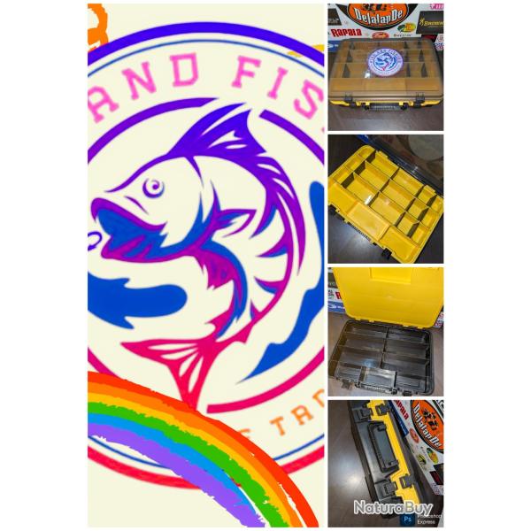 Grosse bo�te � p�che FISH AND FISHING FRANCE Ref : jaune et noir. 1 disponible! 38 x  26 x 12 (cm)