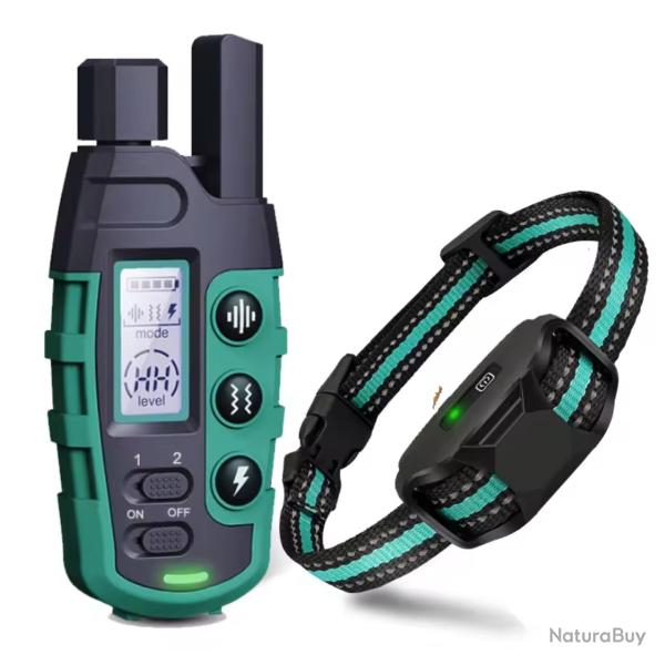 Colliers de Dressage �lectrique Chien 5 � 55 kg 1000m - �tanche, Vibration, Bip Comportement Vert
