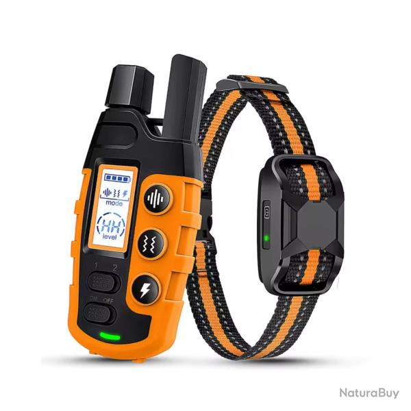 Colliers de Dressage �lectrique Chien 5 � 55 kg 1000m - �tanche, Vibration, Bip Comportement Orange