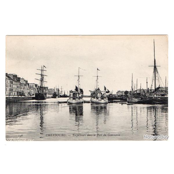 CPA - MARINE MILITAIRE -" CHERBOURG "- Torpilleurs dans le Port du Commerce N�3493