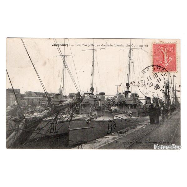 CPA - MARINE MILITAIRE -" CHERBOURG "- Torpilleurs dans le Port du Commerce N�3494
