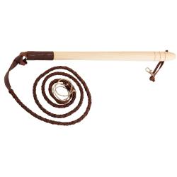 Fouet de chasse v&eacute;nerie manche bois, flotte cuir - Country