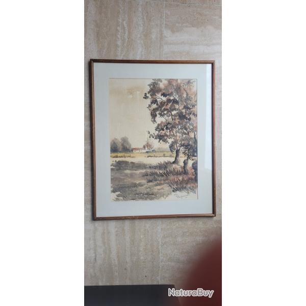 PAYSAGE DE MARAIS PIERRE PASQUEREAU NUMEROTE 1124 DIMENSIONS 46/36