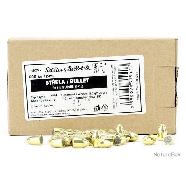 Ogives Sellier Bellot calibre 8.22 196gr N&deg;2910 FMJ x100