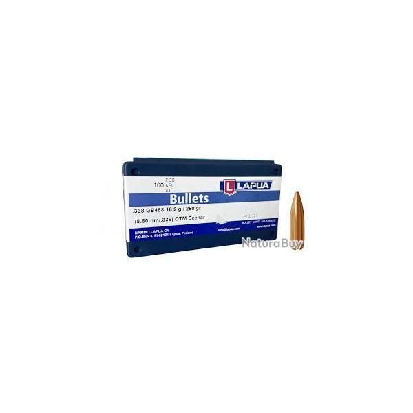 Ogive Lapua 338GB488 16.2g 125Gr HPBT Scenar 8.61/339 x100