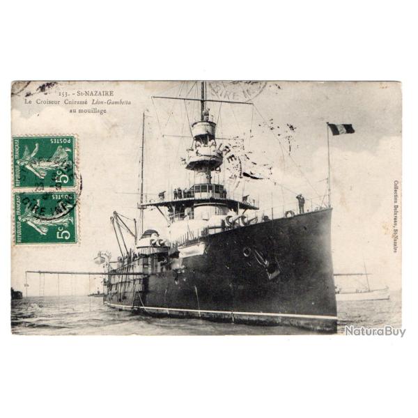CPA - Marine Militaire Fran�aise - Le Croiseur Cuirasse L�on Gambetta au mouillage -N�3025